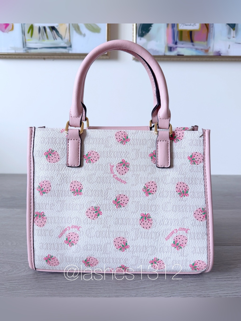 JUICY COUTURE Bag Berry Sweet Mini Tote and Wallet Set - Cream Pink Strawberry - Picture 5 of 11